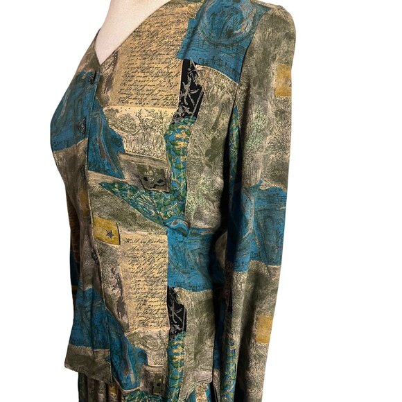 Vintage Carole Little Petites Skirt Blouse size 4 patchwork design Boho - Picture 10 of 16